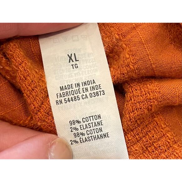 Aerie Burnt Orange Cotton Textured Gathered Crop Top, Spaghetti Straps, XL - Picture 11 of 12